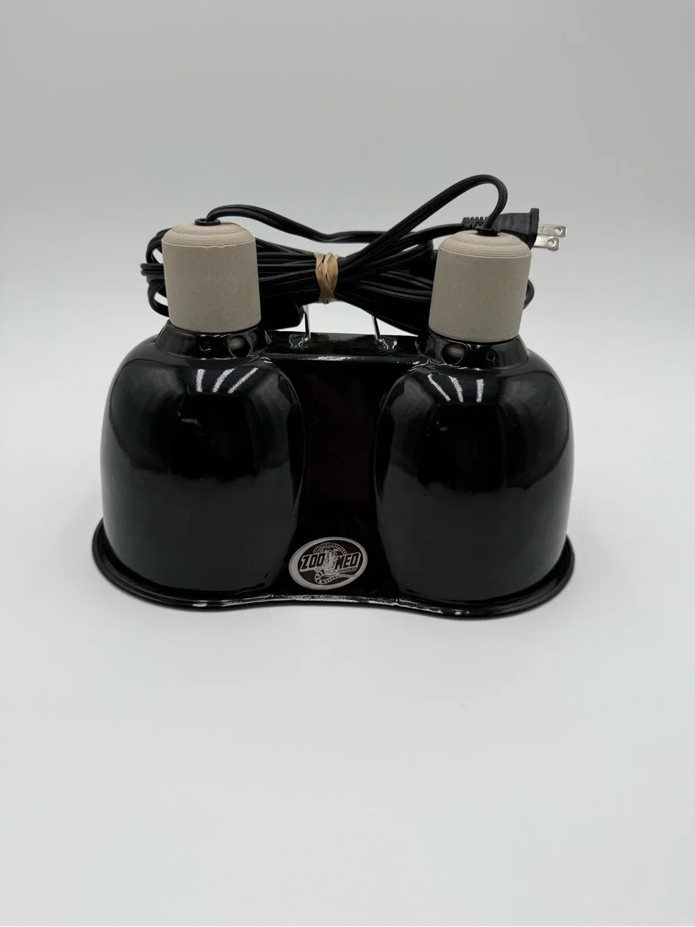 Zoo Med LF-19 Dual Dome Reptile Heat Lamp Fixture w/ Bulbs 200W Tested
